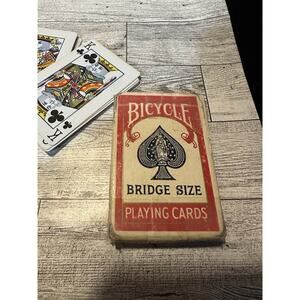 Vintage Bicycle Bridge Size Playing Cards 86 Red Back Complete Box Damaged
